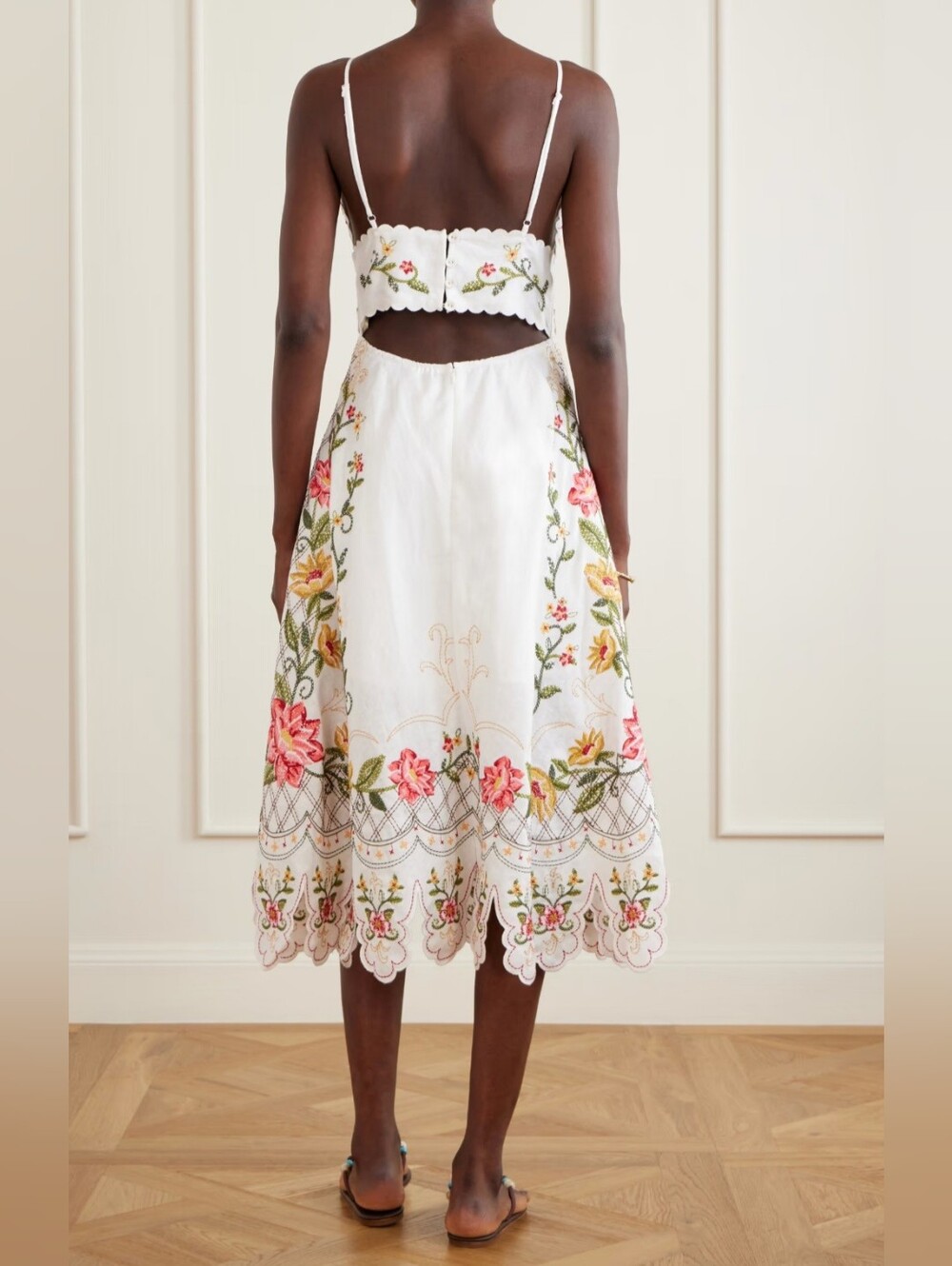 Farm Rio 100% Linen Embroidered Midi Dress. Retail Price $398 - Picture 2 of 9